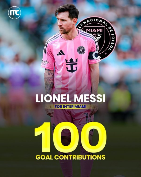 高效！梅西代表迈阿密外洋80场66球34助，齐备参与100球里程碑