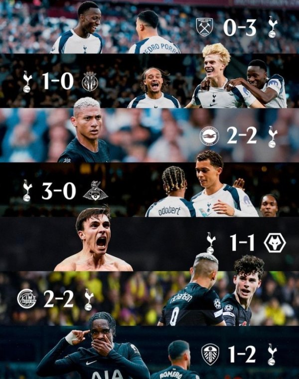 渐入佳境，热刺晒近期战绩：4胜3平归并7场不败