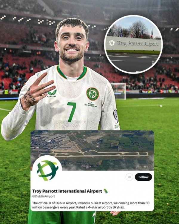 迎接袼褙胜利！爱尔兰齐柏林机场玩笑：咱们更名叫“帕洛特机场”