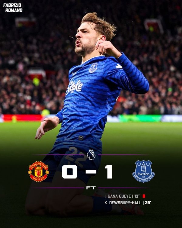 离谱！埃弗顿开场队长伤退+盖耶染红，曼联多打1东说念主80分钟仍输球