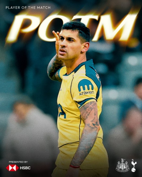 头球破门+倒钩绝平！罗梅罗当选对阵纽卡一役热刺队内最好球员